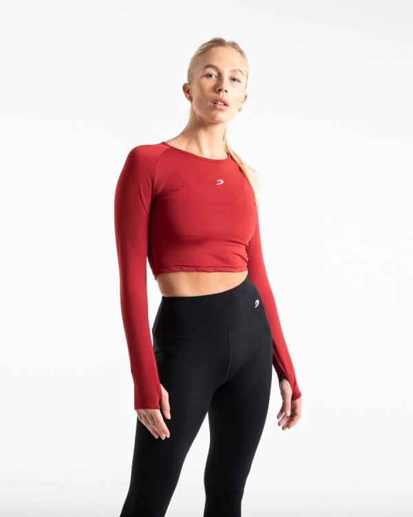 CROP TOP LONG SLEEVE RED