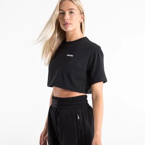 CROPPED BOXRAW T SHIRT BLK