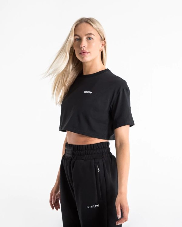 CROPPED BOXRAW T SHIRT BLK