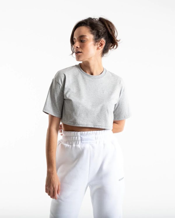 CROPPED BOXRAW T SHIRT GREY